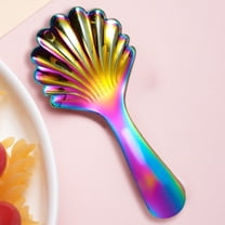 Seashell-Shaped Stainless Steel Coffee Spoon - Long-Handled Stirring Spoon for Iced Tea, Coffee & Desserts, Cute Seashell Design, Sturdy Dishwasher-Safe Utensil, 1.65*3.86in, Multicolor
