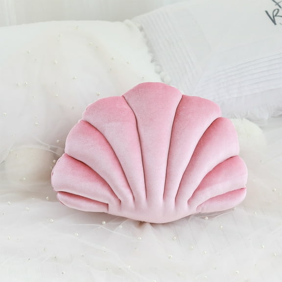 Seashell Shaped Throw Pillow Insert - Decorative Velvet Couch Cushion, Beach Sea Shell Decorative Pillow for Bedroom Sofa Chair Living Room Home Decor - Soft Polyester Fill, 13 x 10 Inch