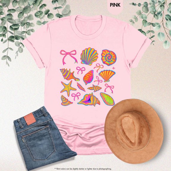 Seashell Shirt, Coquette Summer Shirt, Beach Vibes Tee, Ocean Lover Gift, Summer Shirt, Coastal Seashell Tshirt, Girls Summer Vacation All Size S-5Xl