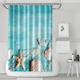 thumbnail image 1 of Seashell Shower Curtain Beach Bathroom Decor - Waterproof Nautical Tropical Starfish Design with Metal Grommets & Hooks 72x72 Inches, 1 of 4