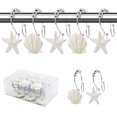 thumbnail image 1 of Seashell Shower Curtain Hooks,12 Pcs Double Roller Glide Rust-Resistant Stainless Steel Decorative Shower Curtain Rings for Bathroom, Baby Room, Bedroom, Living Room Decor, 1 of 6