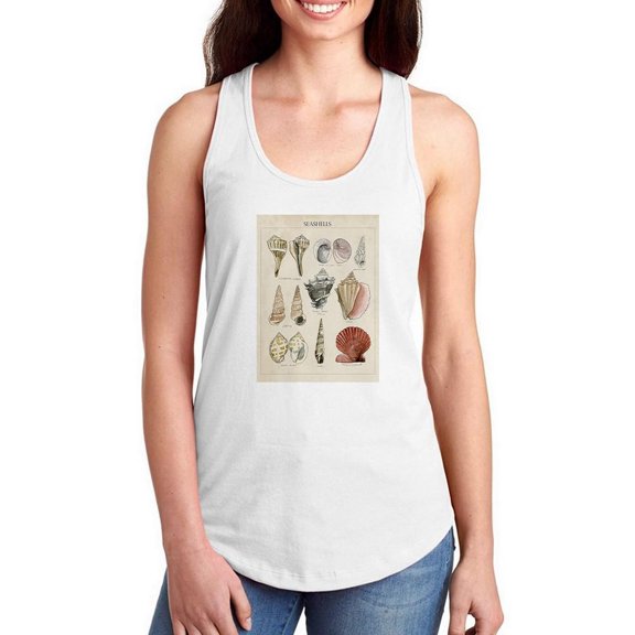 Seashell Sketch Ii Racerback Tank Women -Naomi McCavitt Designs, Female Small