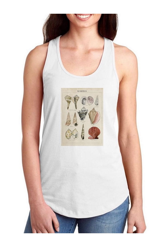 Seashell Sketch Ii Racerback Tank Women -Naomi McCavitt Designs, Female x-Small