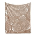 thumbnail image 1 of Seashell Soft Flannel Fleece Throw Blanket, Nautical Themed Illustration with Outline Seashells on Rough Background, Cozy Plush for Indoor and Outdoor Use, 50" x 70", Pale Brown White, by Ambesonne, 1 of 6