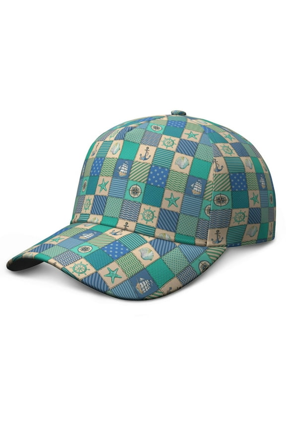 Seashell Spiral Baseball Cap – Nautical Marine Life Coral Fish Starfish Beach Dad Hat with Tropical Sea Print, Lightweight Breathable Summer Hat for Men Women