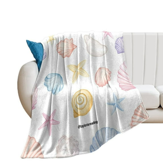 Seashell Starfish Pattern_1 Throw Blanket Warm Microfiber Flannel Bedroom Decor Blankets For Beds