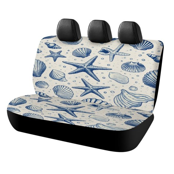 Seashell Starfish Pattern Car Rear Seat Cover, Suitable for Automobiles SUV、 General Motors Back Seat Protectors for Cars, Trucks