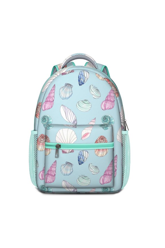 Seashell & Starfish Waterproof Backpack - Lightweight Nautical Design School Bag with Organized Storage for College Students