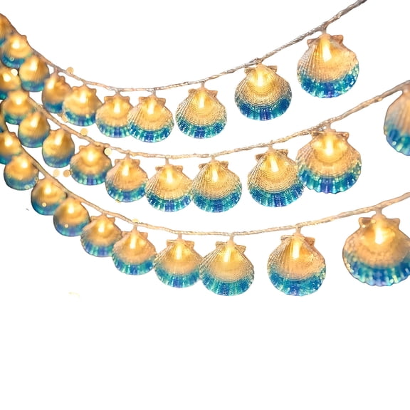 Seashell String Lights,118.1In Include 20 Blue Waterproof Shell String Lights,for Terrace Balcony Camping Party Christmas Decor
