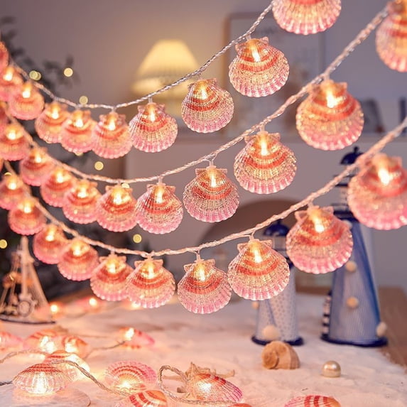 Seashell String Lights for Indoor Outdoor Decor, Fairy Lights for Creating Cozy Atmosphere, Decorative Party Lights for Balcony Terrace and Camping, Festive Lighting for Holiday and Special Events