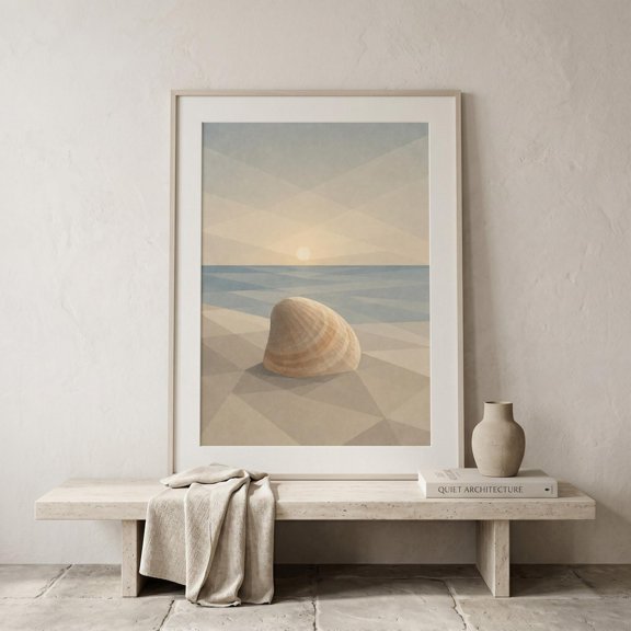 Seashell Sunrise Beach Wall Art Print