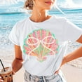 thumbnail image 1 of Seashell T-Shirt, Coquette Summer Beach Tee, Coastal Hawaii Preppy Shirt, Cute Beachy Vibes with Neon Seashell and Bow, 1 of 5