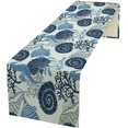 thumbnail image 1 of Seashell Table Runner, Vintage Blue Coastal Nautical Corals Sea Beach Sealife Theme Dinner Runner for Home Kitchen Dining Table Decoration 13"x90", 1 of 6