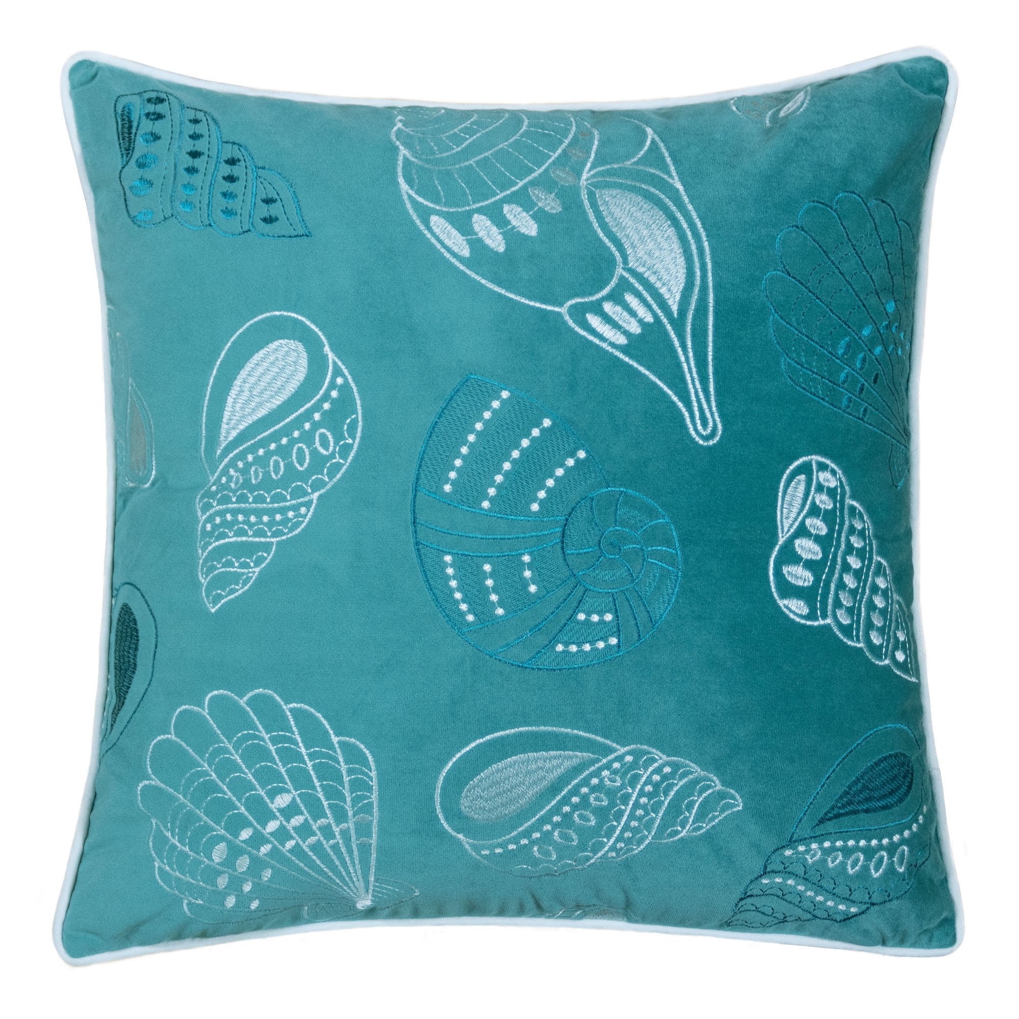 Seashell Teal Abstract Polyester 20 in. x 20 in. Throw Pillow