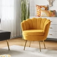 thumbnail image 1 of Seashell Upholstery Armchair Velvet Lounge Barrel Chair Gold Legs Home Living Room Bedroom, 1 of 9