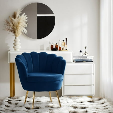 Seashell Upholstery Armchair Velvet Lounge Barrel Chair Gold Legs Home Living Room Bedroom
