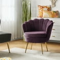 thumbnail image 1 of Seashell Upholstery Armchair Velvet Lounge Barrel Chair Gold Legs Home Living Room Bedroom, 1 of 9