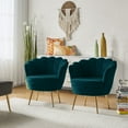 thumbnail image 1 of Seashell Upholstery Barrel Chairs Set of 2 Velvet Lounge Armchairs Gold Legs Home Living Room Bedroom, 1 of 9