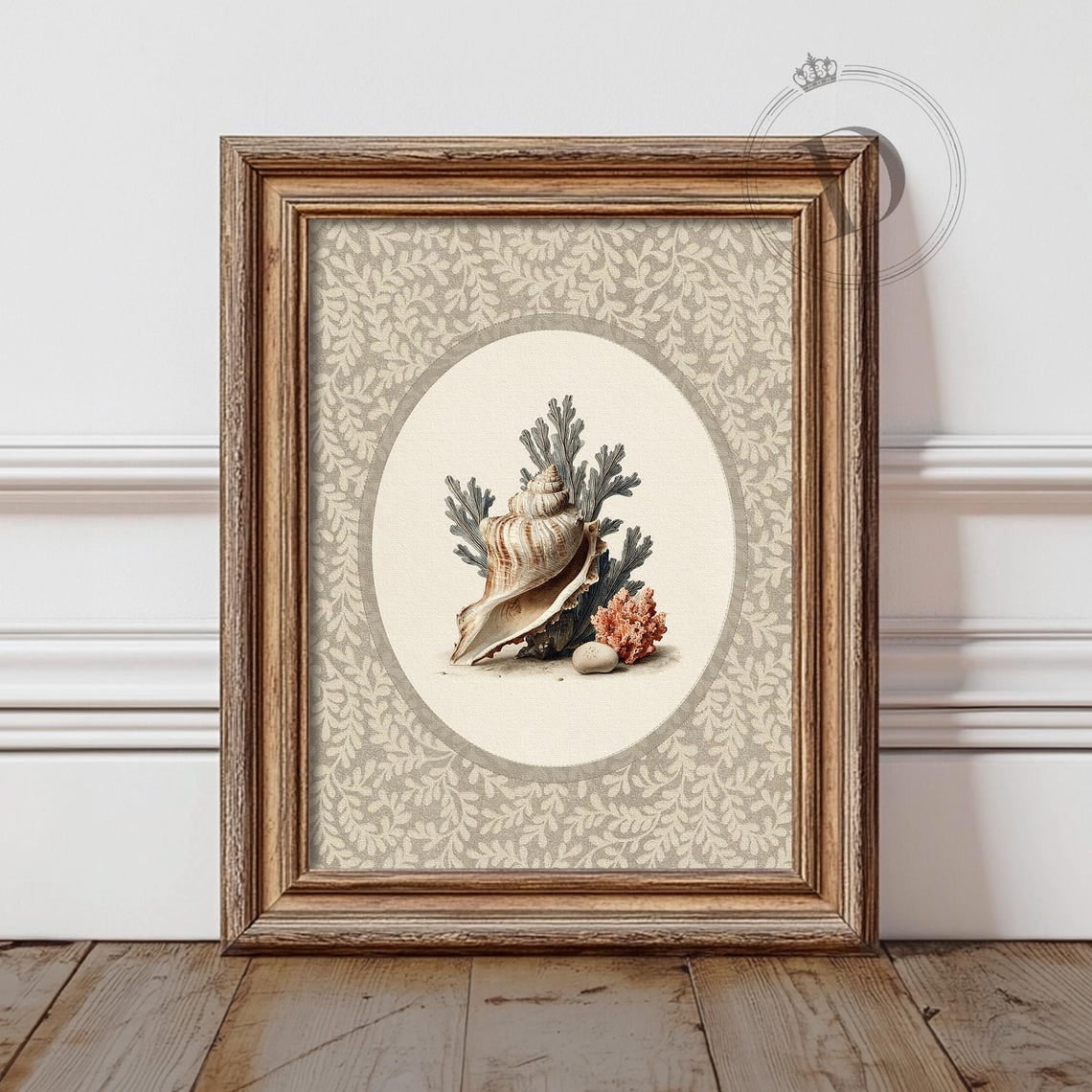 Seashell Wall Art Print, Coastal Vintage Shell And Coral, Beach House ...