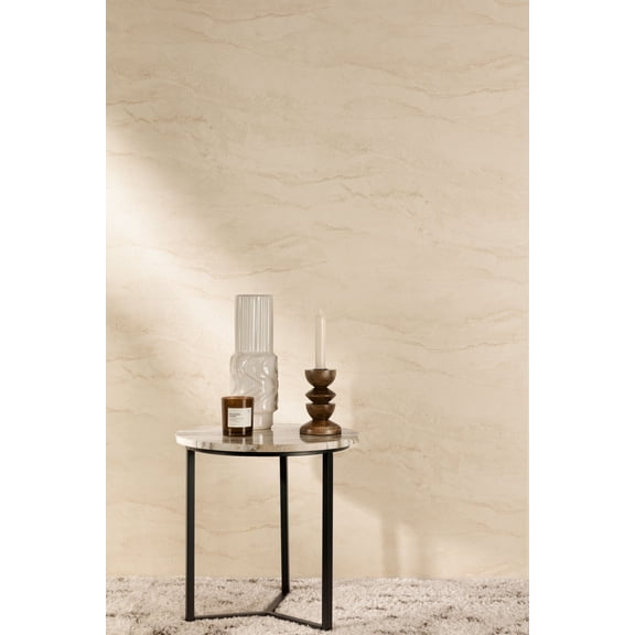 Seashell White Faux Marble Print Non Woven Non-Pasted Textured Wallpaper 57 Sq. Ft.