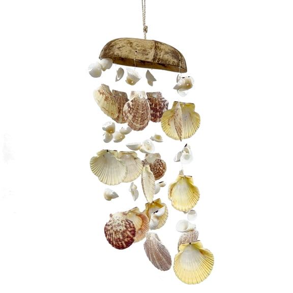 Seashell Windchime Coastal Hanging Decor Clam Shell Coconut Beach Wind Chime Indoor Outdoor Patio Garden Gift 18