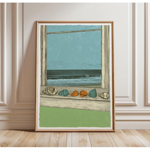 Seashell Window Poster Coastal Ocean Paper Print Beach Wall Art