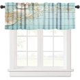 thumbnail image 1 of Seashell Window Valance Starfish Blue Wood Plank Summer Beach Short Curtains Rod Pocket Drapes for Dining Room Bedroom Kitchen Living Room 54x18in, 1 of 6