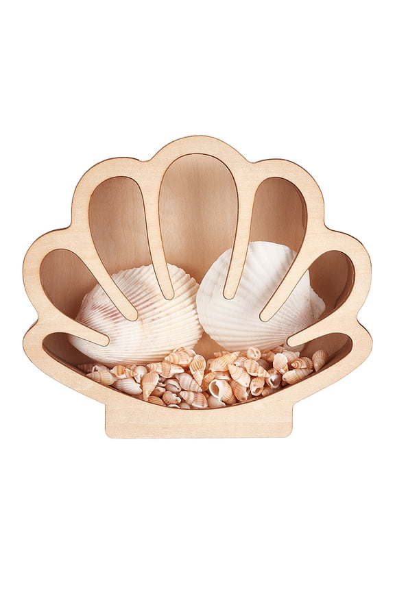 Seashell Wooden Display Box Sea Shell Holder Display Cases with Acrylic Window Home Decoration Sea Glass Tooth Memory Keepsake Box