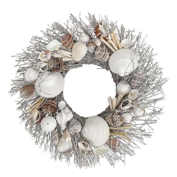 Seashell Wreath 20 Inch - Playa Bonita Coastal Decor - Whitewashed Shells & Starfish - Beach Home Decor - Summer Wall Hanging - Natural Seashell Decor
