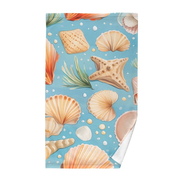 Seashell and Seastars Cotton Face Towels Soft Hand Towel Absorbent Bathroom Towel for Kitchen Hotel Decoration