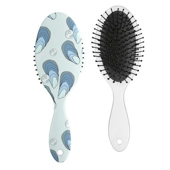 Seashell and Starfish Hair Brush, Nautical Tropical Marine Life Paddle Brush with Coral and Ocean Fish Patterns for Styling and Detangling