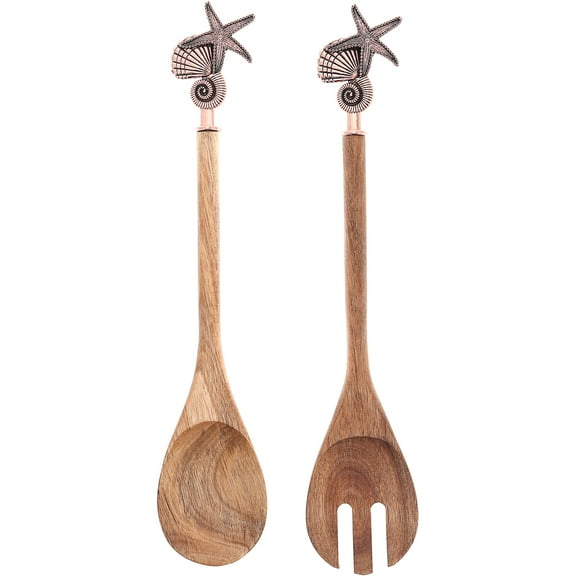 Pavilion Gift Company - Seashells - 13" Acacia 2 Piece Utensil Set