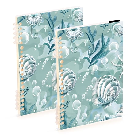 Seashells Algae Bubbles Ring Binder Notebook Journey Note Diary College Ruled Spiral Notebook Study Loose Leaf Paper A5 60 Pages