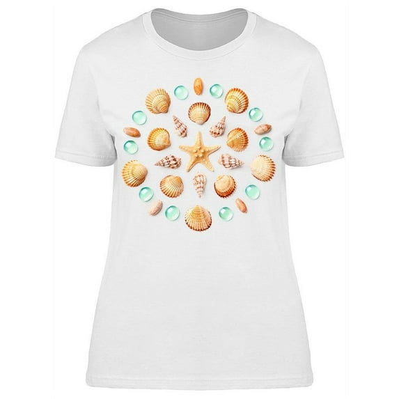 Seashells And Shells In Circle T-Shirt Women -Image by Shutterstock, Female Large