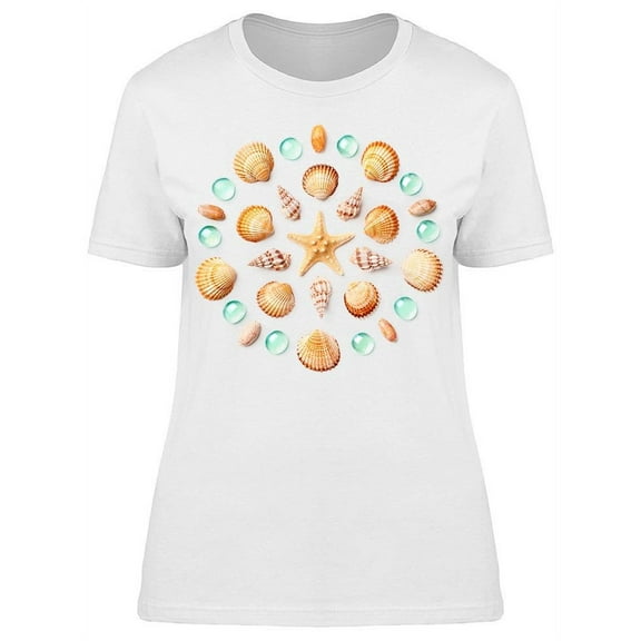 Seashells And Shells In Circle T-Shirt Women -Image by Shutterstock, Female Medium