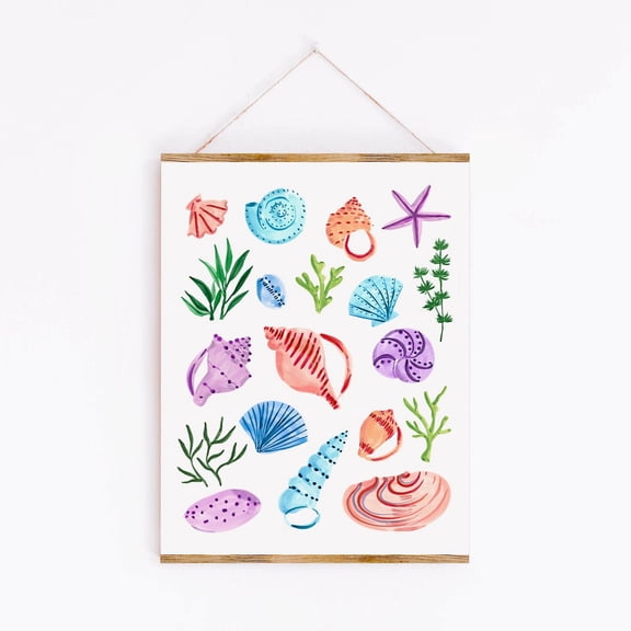 Seashells Art Poster Coastal Nautical Illustration (Matte, Multiple Sizes) Poster Art Print Home Decor, Unframed Poster Size 8x12 F03.1.20l311