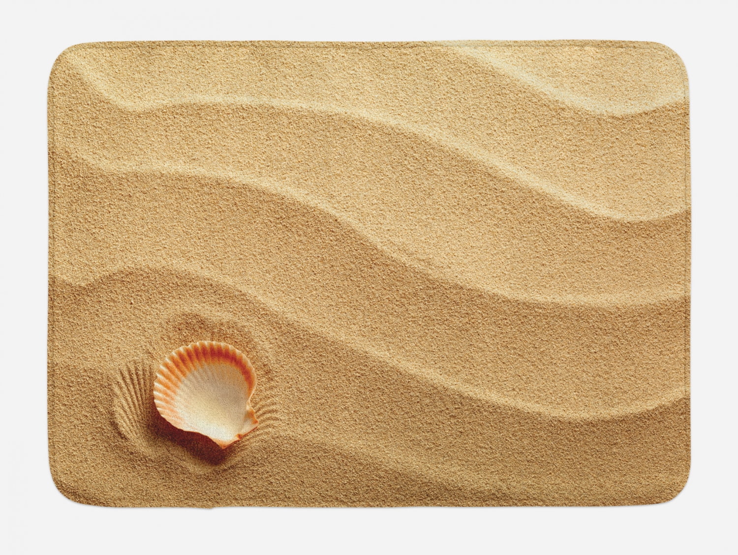 Golden Sand Coastal Seashell Non-Slip Plush Bath Mat