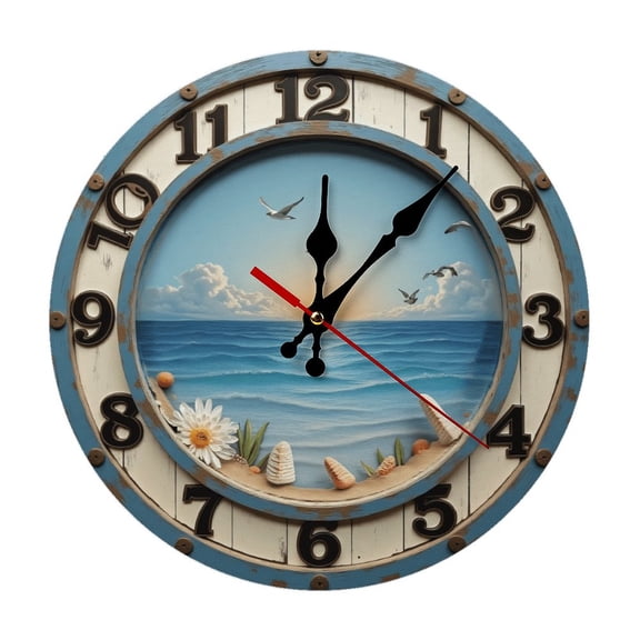 Seashells Beach Sunset Wall Clock 10 Inch Silent Non Ticking Round Clock Decoration for Living Room Kitchen Bedroom Bathroom Office Classroom