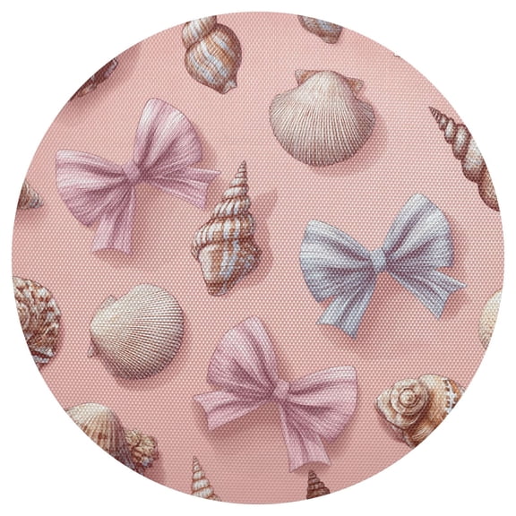 Seashells Bows Cute PVC Round Grid Placemat Table Mat 1 Pc 15.4" x 15.4"