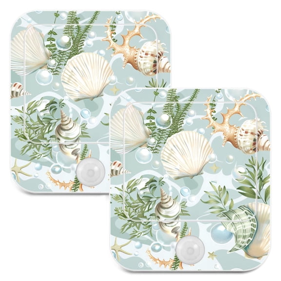 Seashells Bubbles Seaweed 2 Pack LED Motion Sensor Night Light Plug into Wall Auto Dusk to Dawn Adjustable Brightness for Kids Bedroom Hallway Nursery Room