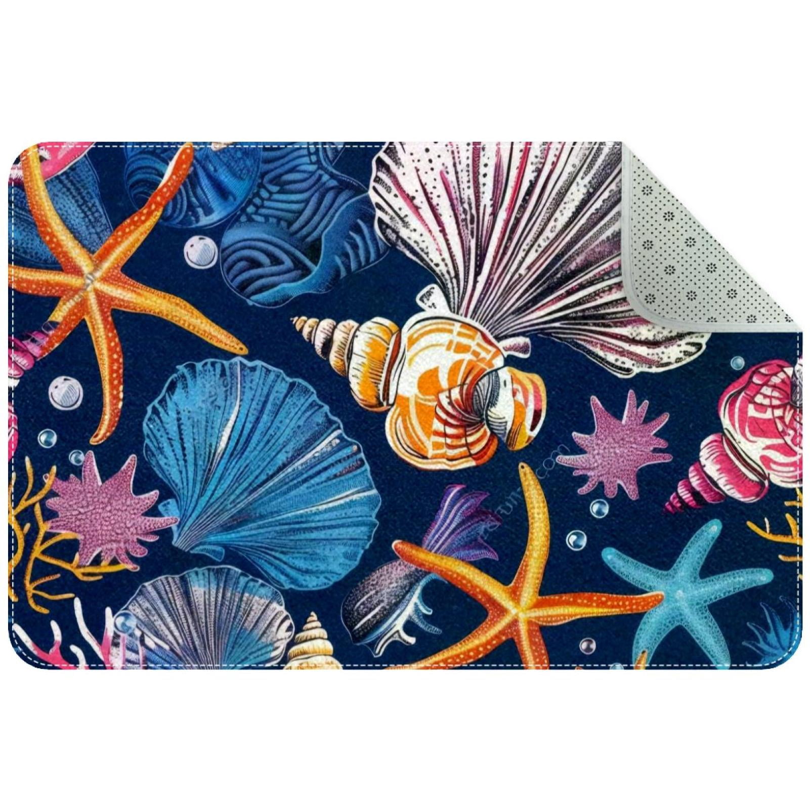Seashells Corals and Starfishes Marine Pattern Entryway Rug, 2x3 Area ...