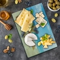thumbnail image 1 of Seashells Cutting Board, Summer Beach Theme and Sand with Rays in the Sky Clouds Seaside Marine, Decorative Tempered Glass Cutting and Serving Board, Small Size, Aqua Ivory Mustard, by Ambesonne, 1 of 5