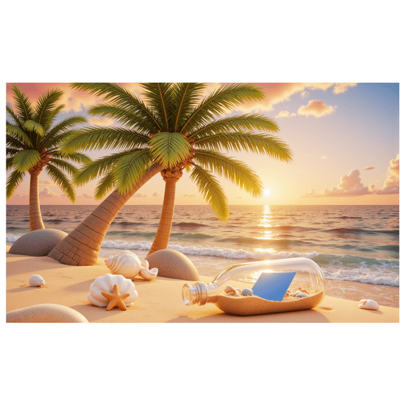 Seashells Decoration Beach Landscape Coastal Scenery Sunset Art Summer Vibes for Relaxing Resorts Holiday Parties Ocean Views