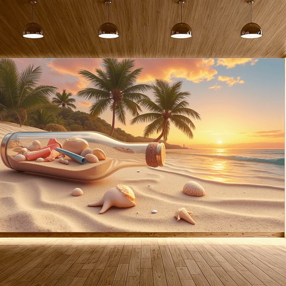 Seashells Decoration Beach Landscape Coastal Scenery Sunset Art Summer Vibes for Relaxing Resorts Holiday Parties Ocean Views