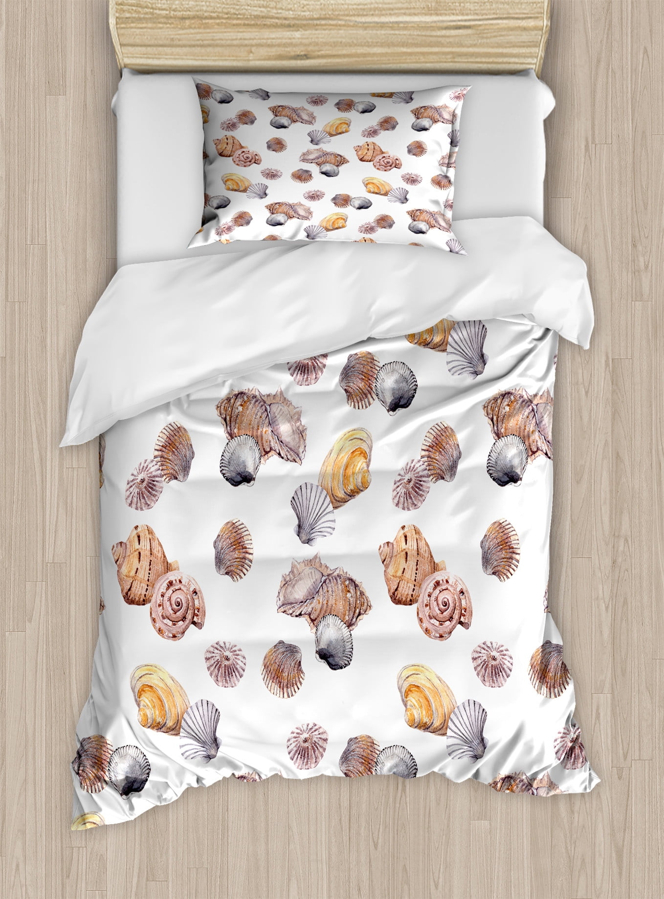 Seashells Duvet Cover Set, Shell Pattern Seashore Holiday Journey ...