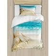 thumbnail image 1 of Seashells Duvet Cover Set Twin Size, Pastel Toned Beach Scene with Sand and Waves Summer Season Holiday Vacation Theme, Decorative 2 Piece Bedding Set with 1 Pillow Sham, Multicolor, by Ambesonne, 1 of 3