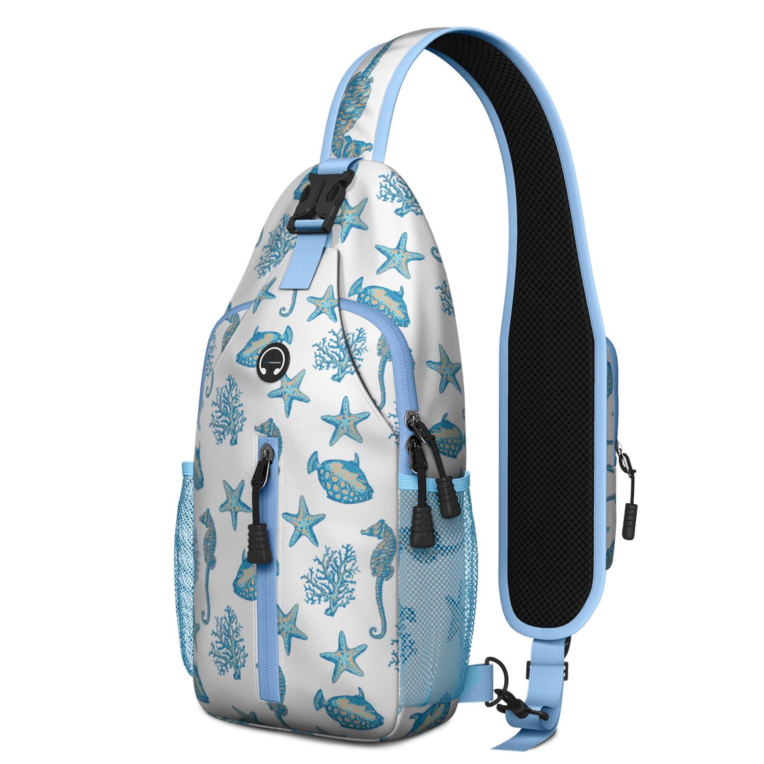 Seashells and Mermaid Nautical Sling Bag with Tropical Coral and Marine ...