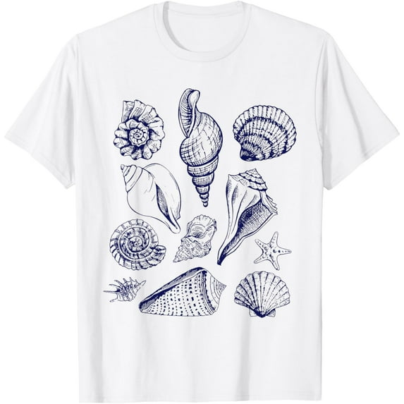 Seashells Ocean Life Cottagecore Shirt 90s Ocean Beach T-Shirt men and women can wear, black, white, gifts