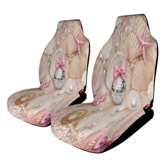 Seashells Pearls Bows Starfish Glamour Car Seat Covers Front Seats Universal Fit for Cars SUV Truck Auto Interior Accessories
