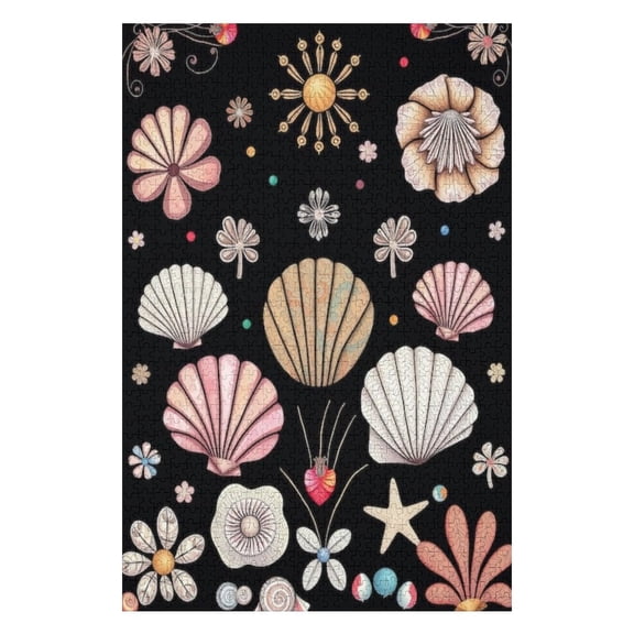 Seashells Puzzles for Adults 1000 Pieces - Collection Sea Shells Funny Puzzles Educational Games Gift for Birthday Christmas Halloween